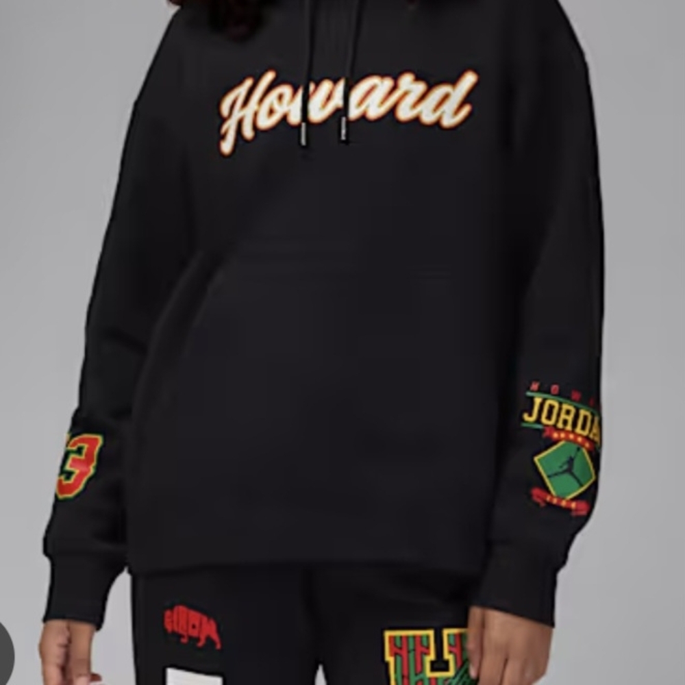 Jordan Black Hoodie with Green and Red Accents